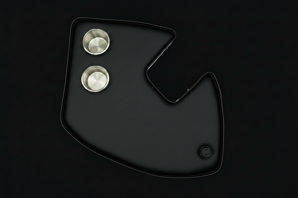 Agrishelf Black 2 cup holders 1 socket