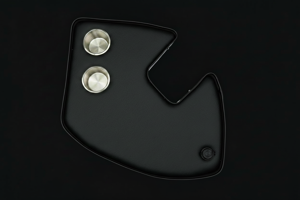 Agrishelf Black 2 cup holders 1 socket