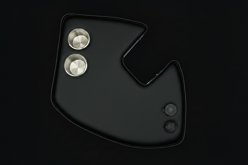 Agrishelf Black 2 cup holders 2 sockets