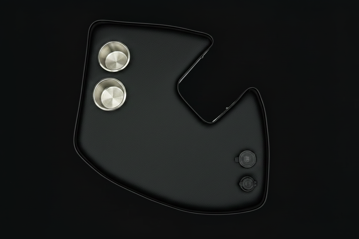 Agrishelf Black 2 cup holders 2 sockets