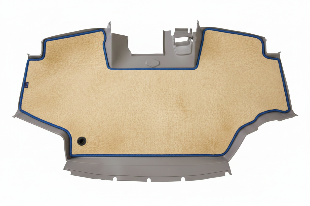 Velour Carpet Beige Blue Trim