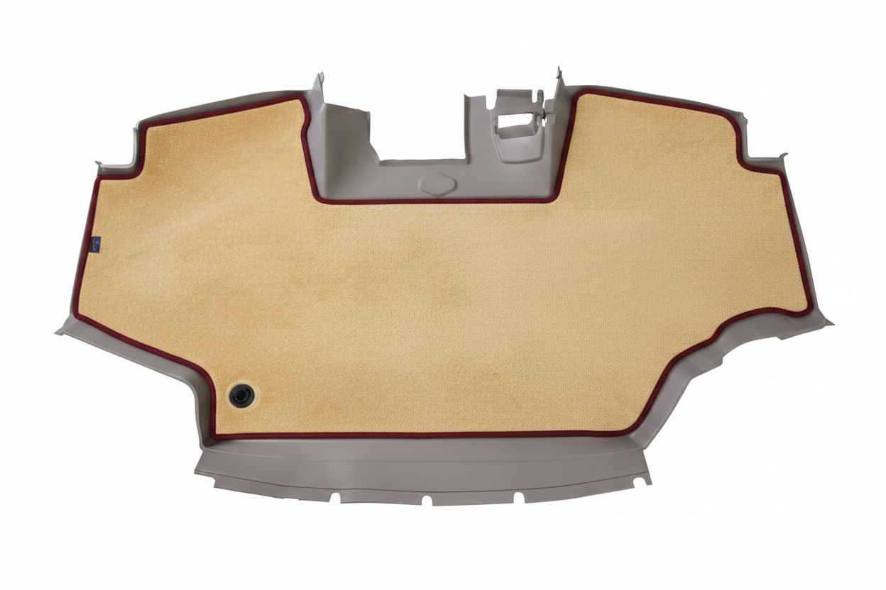 Velour Carpet Beige Burgundy Trim