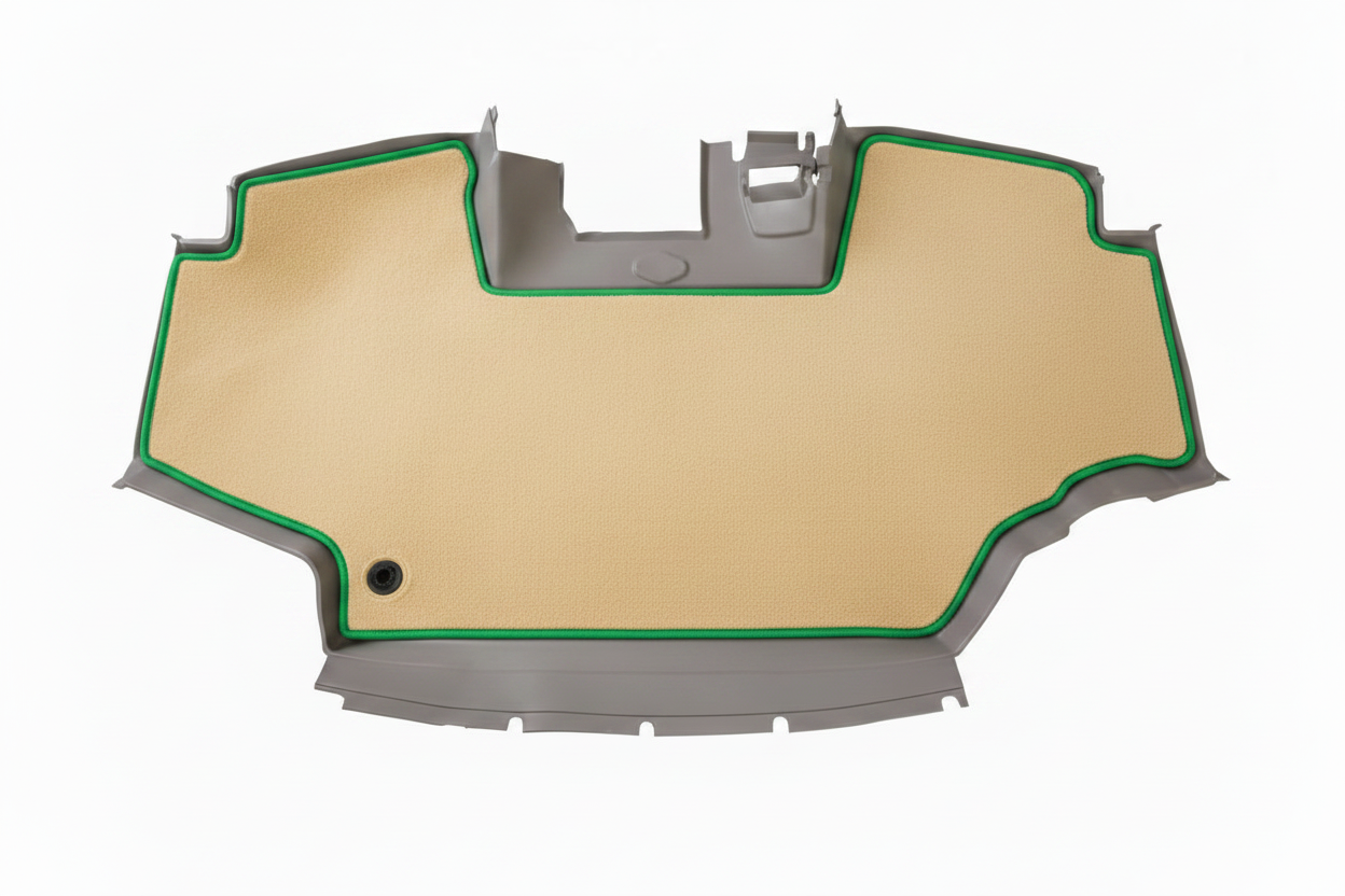 Velour Carpet Beige Green Trim