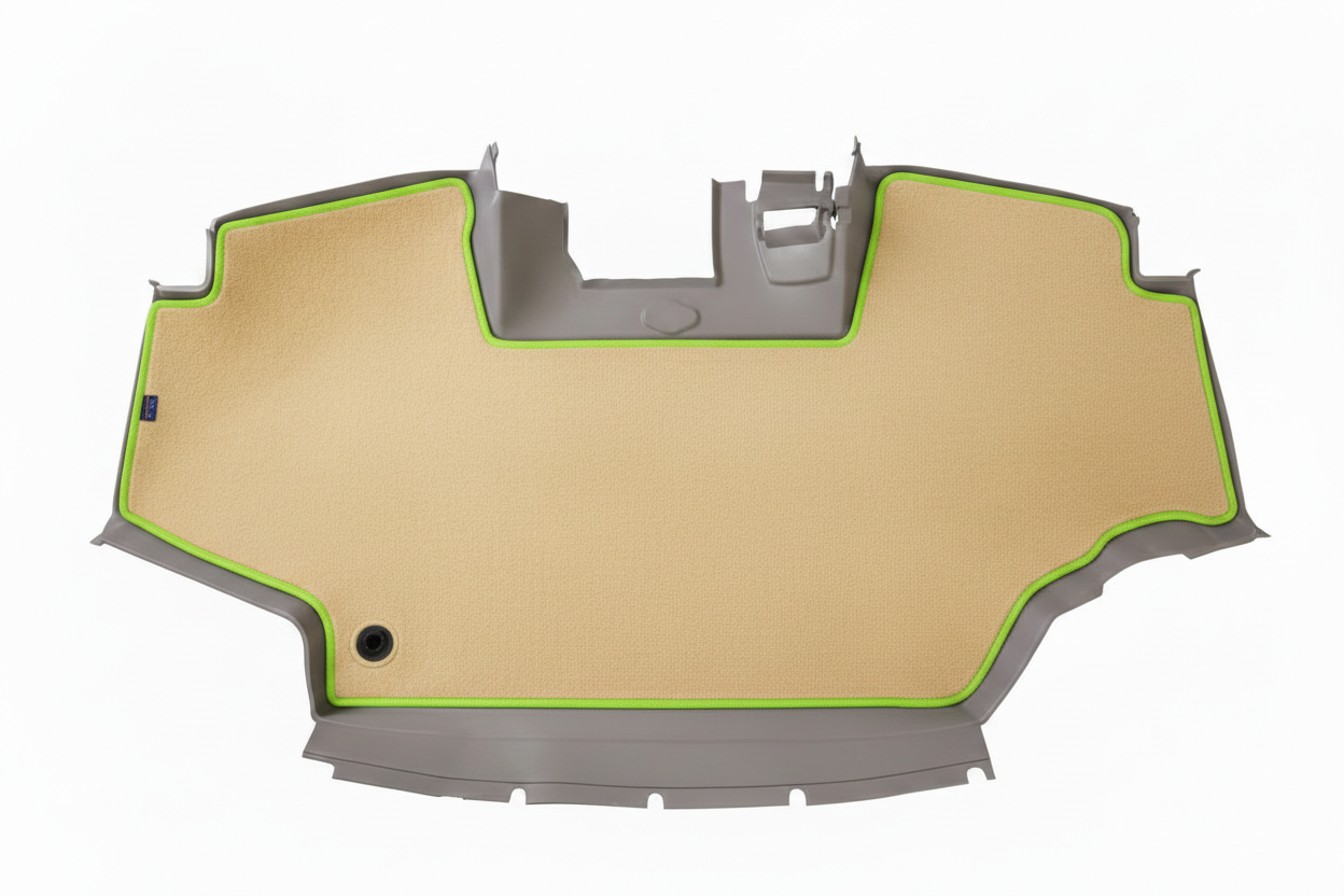 Velour Carpet Beige Lime Trim