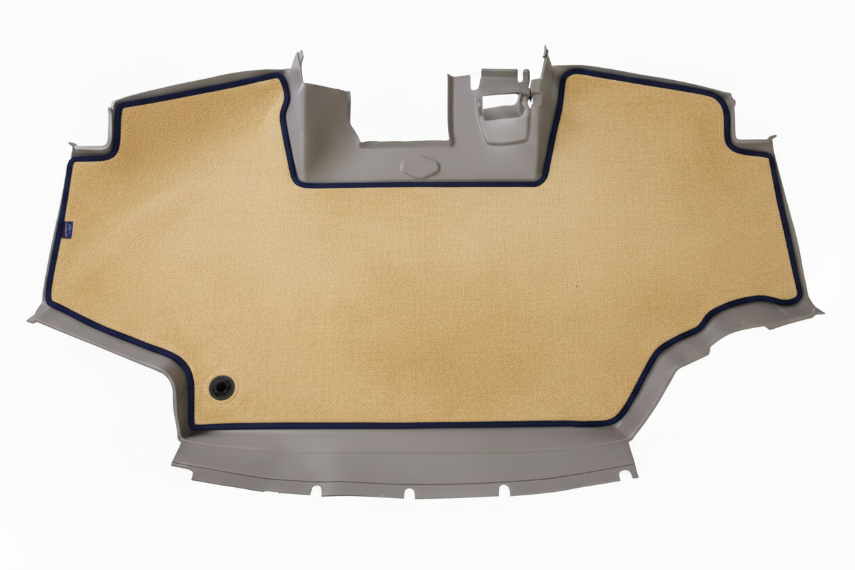 Velour Carpet Beige Navy Trim