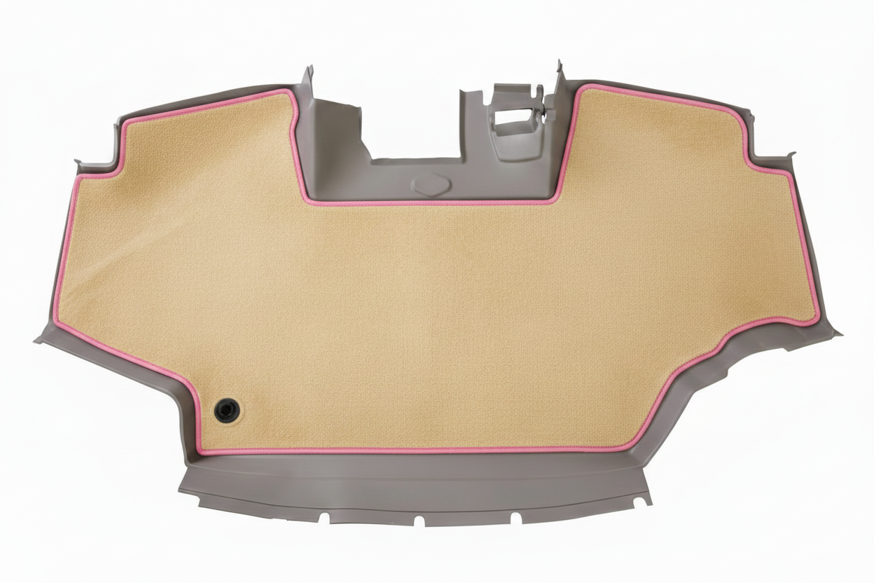Velour Carpet Beige Pink Trim