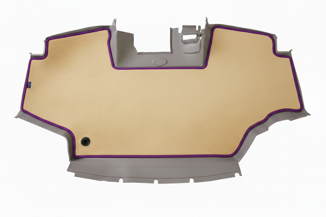 Velour Carpet Beige Purple Trim
