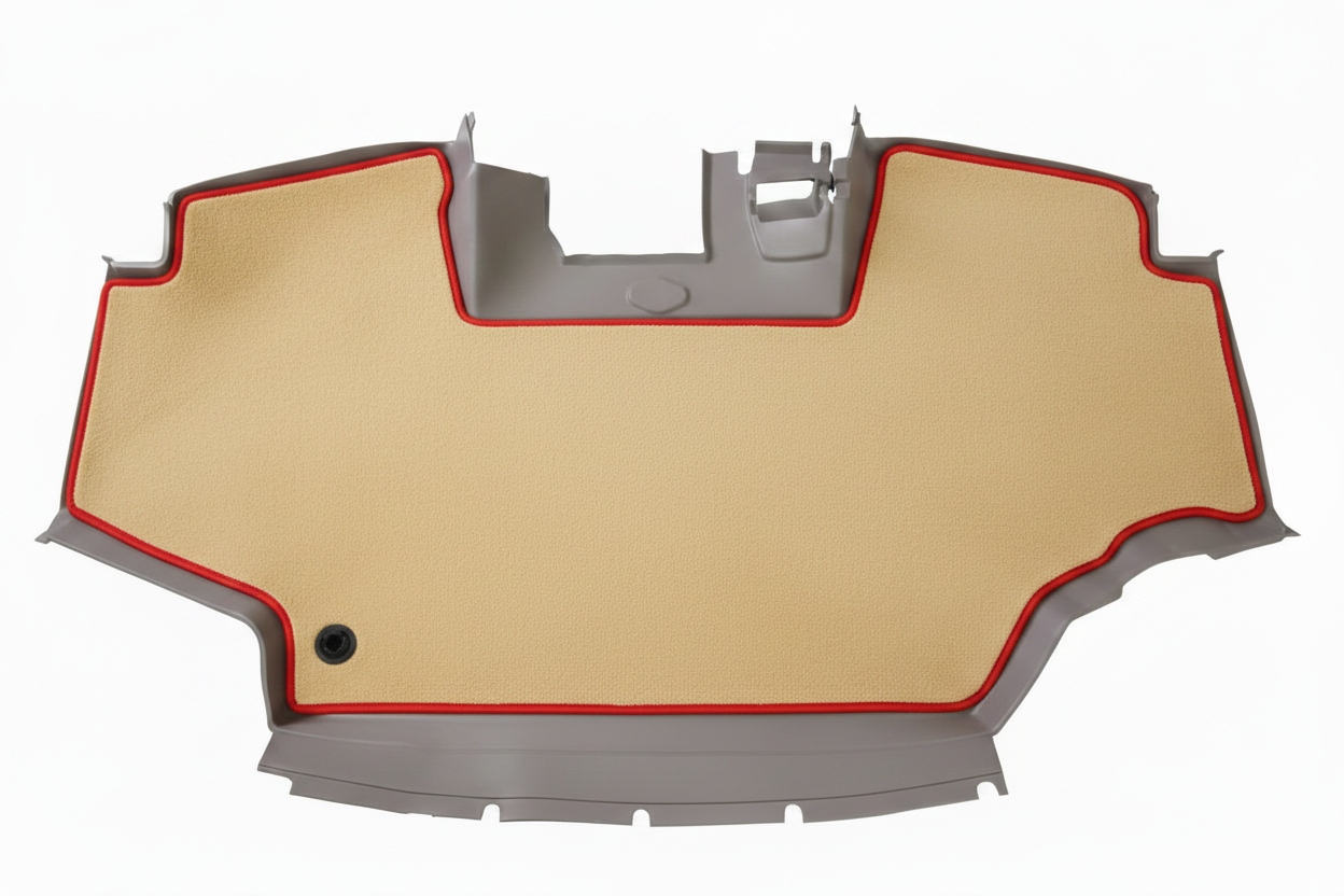 Velour Carpet Beige Red Trim