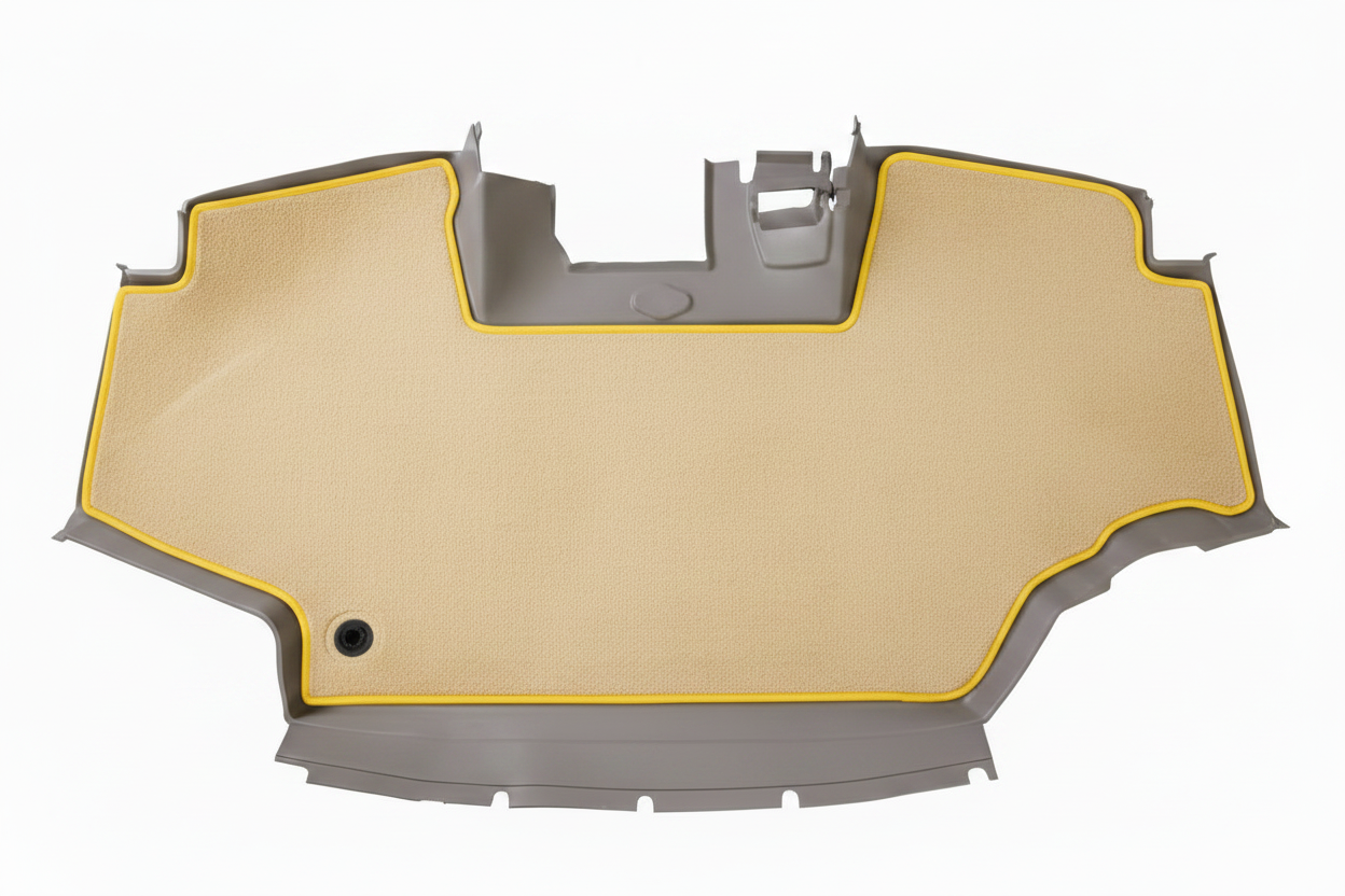 Velour Carpet Beige Yellow Trim