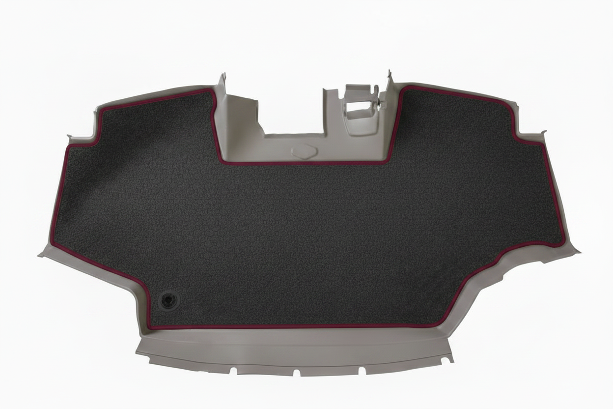 Velour Carpet Grey Burgundy Trim