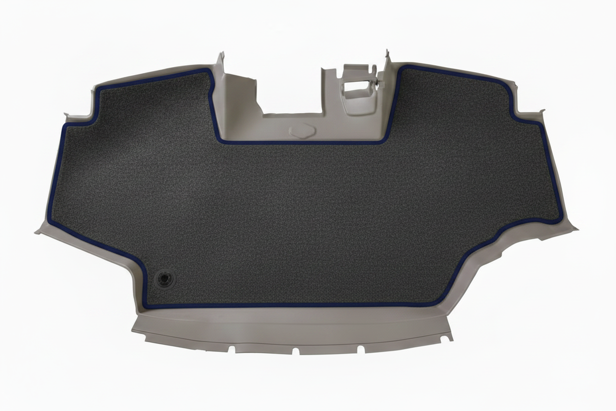 Velour Carpet Grey Navy Trim