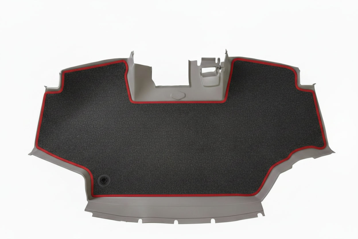 Velour Carpet Grey Red Trim