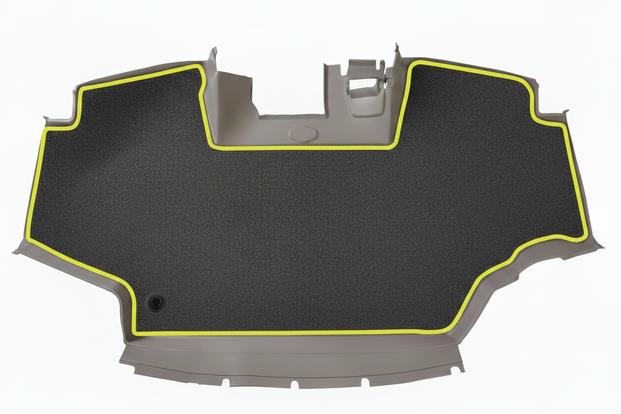 Velour Carpet Grey Yellow Trim